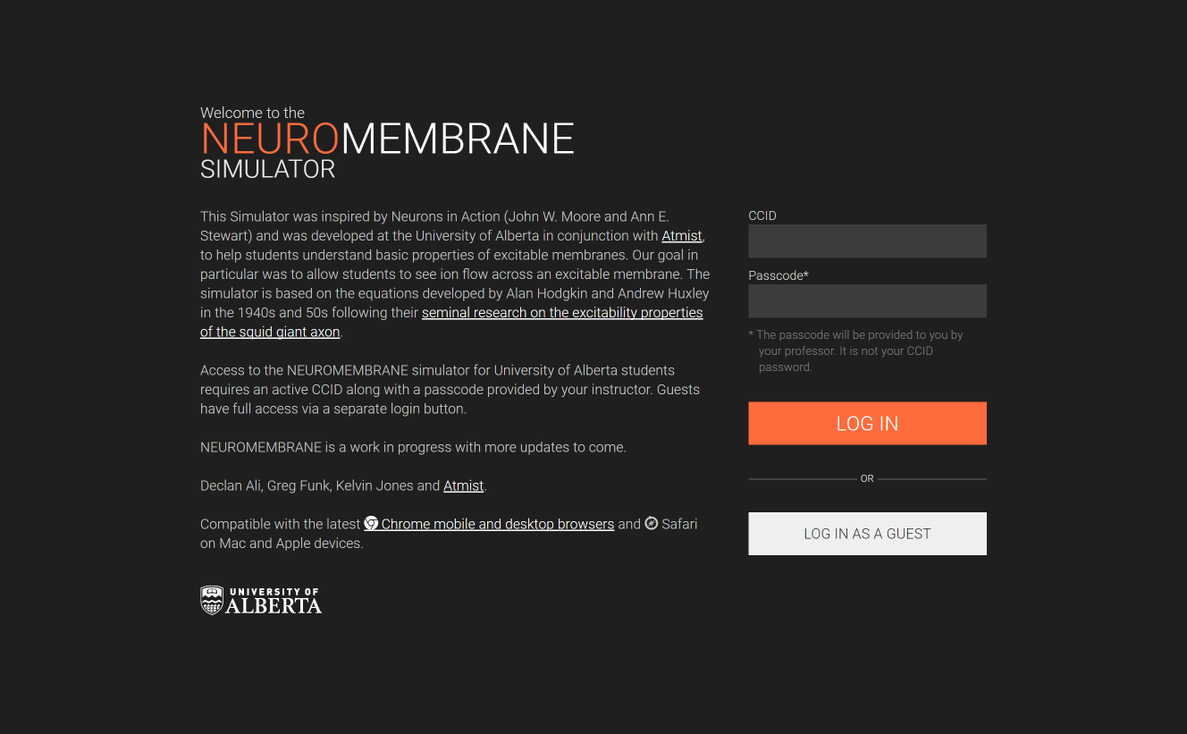 Neuromembrane - Login Page